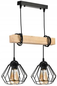 BERGE LED závesné stropné svietidlo, drevený trám, 2xE27, luster Loft Brylant