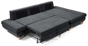 Rozkladacia rohová čalúnená sedacia súprava s úložným priestorom v tvare L AVESTA pravá antracit