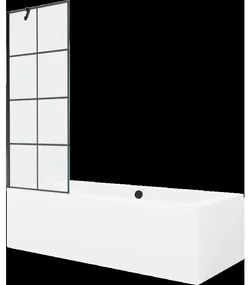 Mexen Cube obdĺžniková vaňa 170 x 80 cm s obkladom a 1-krídlovou sprchovou zástenou 70 cm, Čierny vzor - 550517080X9507007077