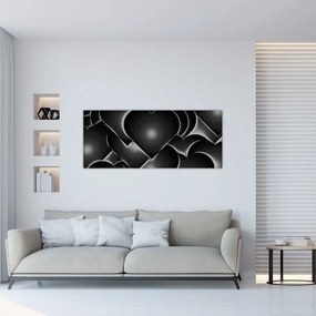 Obraz čierno-bielych sŕdc (120x50 cm)