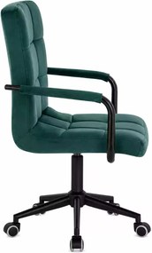 LuxuryForm DESIGN Otočná stolička VERONA BLACK VELUR na čiernej podstave s kolieskami - zelená