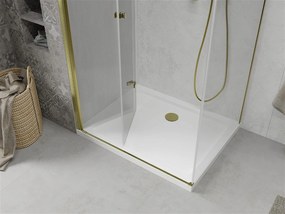 Mexen Lima sprchovací kút 100x80cm, 6mm sklo, zlatý profil - číre sklo + Slim sprchová vanička - 856-100-080-50-00-4010