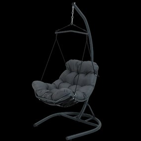 CH ZÁVESNÁ STOLIČKA TUMBER – ANTRACITOVÁ, ANTRACITOVÝ VANKÚŠ, ANTRACITOVÝ RÁM