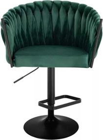 LuxuryForm DESIGN Barová stolička NORDEN VELUR na čiernom tanieri - zelená