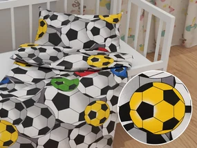 Biante Detské bavlnené posteľné obliečky do postieľky Sandra SA-580 Farebné a sivé futbalové lopty Do postieľky 90x120 a 40x60 cm