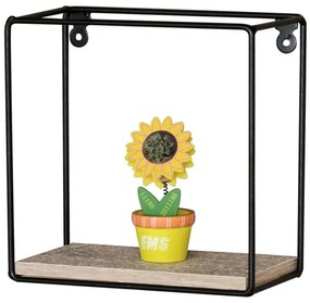 Polička nástěnná 30 cm, MDF, dekor dub, kov černý mat