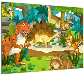 Sklenený obraz - Dinosauria (70x50 cm)