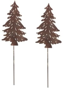Kovová dekorácia Strom zápich, medená, 2 ks, 15 x 1 x 50 cm