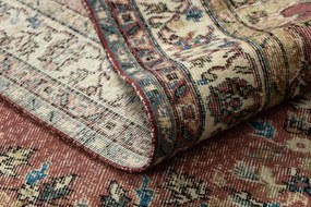 Ručne tkaný vlnený koberec Vintage 10175 rám / ornament, béžový / červený