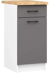 Spodná kuchynská skrinka s doskou OLIWIA S40 SZ1 biela / grafitová / sivá