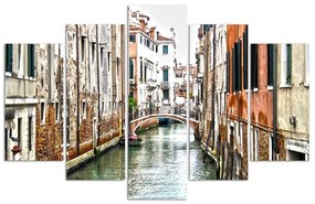 Obraz na plátně pětidílný Benátský kanál Itálie Město - 150x100 cm