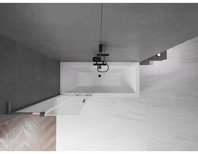 Mexen Velar L, 2-krídlová posuvná vaňová zástena 85 x 150 cm, 8mm sklo námraza, brúsený grafit, 896-085-003-31-66