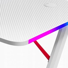 Biely herný PC stôl s RGB LED osvetlením Šírka: 120 cm
