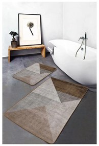Sivo-hnedé zamatové kúpeľňové predložky v súprave 2 ks 60x100 cm – Mila Home