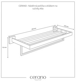 CERANO - Nástenná polička s držiakom na uteráky Alto - chróm, CER-CER-479329