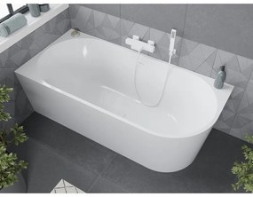 Mexen Mia, voľne stojaca rohová vaňa, lavá, 170 x 80 cm, biela, biely prepad, 52691708000L-20