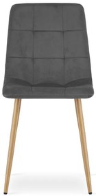 Jedálenská stolička KARA zamatová, tmavosivá / hnedé nohy