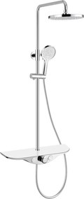 Mexen Exxo, sprchová sada s ručnou a dažďovou hlavicou, chrómová-biela, 78113-20