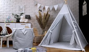 Detský kôš na hračky STARS - šedý/biely