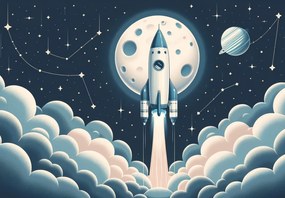 Fototapeta - Raketka vo vesmíre (147x102 cm)