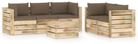 6-dielna záhradná sedacia súprava s podložkami zelené impregnované drevo