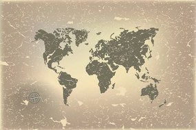 Samolepiaca tapeta stará mapa sveta na abstraktnom pozadí - 300x200