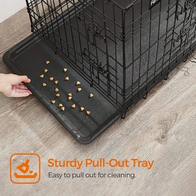 Klietka pre šteniatka skladacia, 2-dverová, s podnosom, XXXL, čierna
