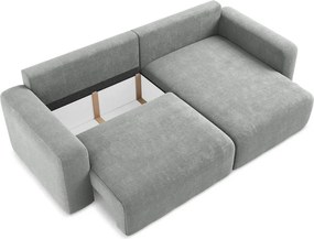 Sivá ženilková rozkladacia/s úložným priestorom rohová pohovka (pravý roh/s leňoškou) Kona – Makamii