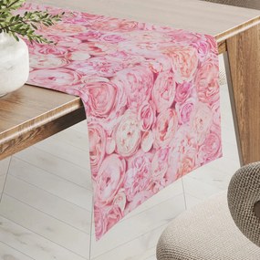 Biante Dekoračný behúň na stôl Leona LN-086 Ružové a krémové pivonky 45x180 cm