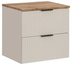 Závěsná skříňka Adele Cashmere s deskou 60 cm kašmírová/dub evoke