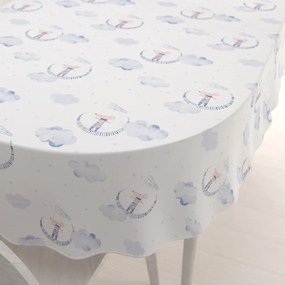 Biante Detský bavlnený oválny obrus Sandra SA-579 Myšky medzi modrými obláčikmi 60x100 cm