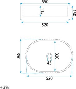 Rea Georgia, umývadlo na dosku 555×350×145 mm, béžová imitácia kameňa, REA-U3542