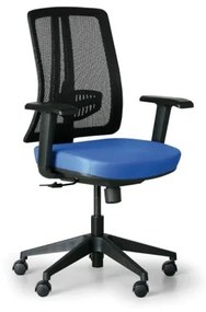 Kancelárska stolička HUMAN, čierna/modrá, plastový kríž