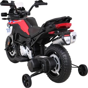 Ramiz Detský motocykel na batérie BMW F850 GS červený + pomocné kolieska + audio LED + pomalý štart + EVA