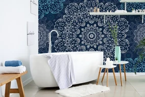 Tapeta modrá Mandala s abstraktným vzorom