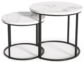 SADA 2x Konferenčný stolík OREO pr. 43/53 cm čierna/dekor mramoru
