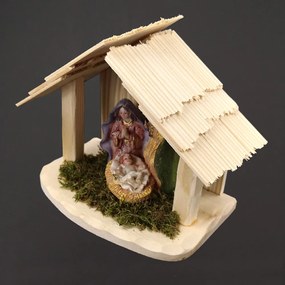AMADEA Drevený betlehem s figúrkami, masívne drevo, 16,5 x 13,5 x 8,5 cm, český výrobok