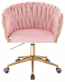 LuxuryForm DESIGN Kreslo NORDEN VELUR na zlatej podstave s kolieskami - ružové