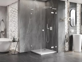 Mexen Lunar L, 1-krídlový sprchový kút, pravý, 70 x 70 cm, 8mm číre sklo, biely profil, 834L-070-070-20-00-P