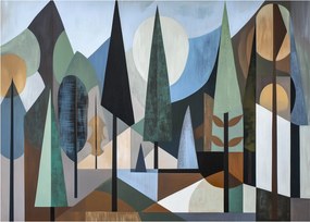 Sklenený obraz - Prírodná geometrická abstrakcia II. (70x50 cm)