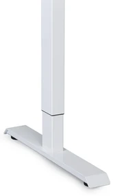 Výškovo nastaviteľný stôl, 160x80 cm, 1 motor, zaoblené rohy, biela podnož, sivá