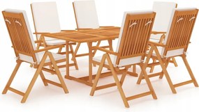 vidaXL 7-dielna záhradná jedálenská súprava s podložkami tíkový masív