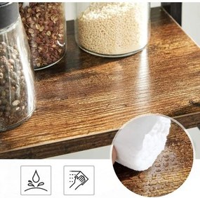 Stojan na korenie s 3 úrovňami, kuchynská polica, rustikálna hnedá