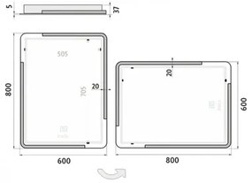 LED zrkadlo do kúpeľne Nimco 60x80 cm s dotykovým senzorom ZP 15002V