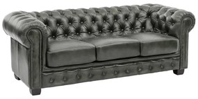 furniture-nabytek.cz - Masívna trojmístna pohovka Chesterfield z pravej kože, zelená – 200×90×72 cm