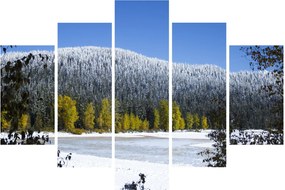 Obraz - zasnežené hory v zime (150x105 cm)