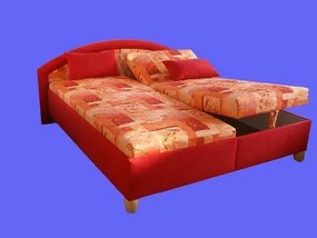 Polohovacie manželská posteľ Bára, 200x160, oranžová/červěná - matrace A (vzor č.206/8)