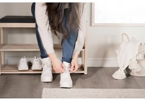 Čierna skrinka na topánky z dubového dreva s lavicou Confetti – Rowico