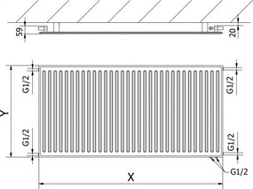 Mexen CVH10 Hygienický panelový radiátor 400 x 1800 mm, spodné pripojenie, 778 W, antracitová, W610H-040-180-66