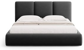 Tmavosivá zamatová čalúnená dvojlôžková posteľ s úložným priestorom s roštom 140x200 cm Brody – Mazzini Beds